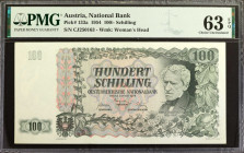 AUSTRIA. Oesterreichische Nationalbank. 100 Schilling, 1954. P-133a. PMG Choice Uncirculated 63 EPQ.

Estimate: $200.00 - $400.00