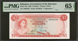 BAHAMAS. Lot of (3). The Bahamas Government. 3 Dollars, 1965. P-19a. Consecutive. PMG Gem Uncirculated 65 EPQ.

Estimate: $250.00 - $350.00