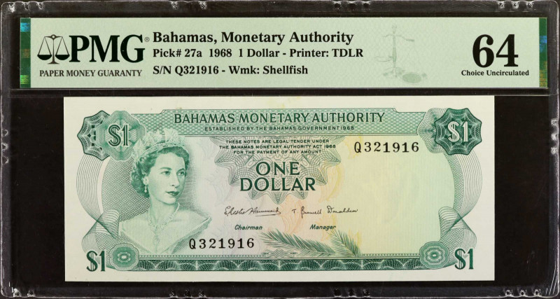 BAHAMAS. Bahamas Monetary Authority. 1 Dollar, 1968. P-27a. PMG Choice Uncircula...