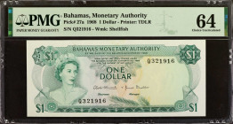 BAHAMAS. Bahamas Monetary Authority. 1 Dollar, 1968. P-27a. PMG Choice Uncirculated 64.

Estimate: $50.00 - $100.00