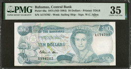 BAHAMAS. Lot of (3). The Central Bank of the Bahamas. 1/2, 3 & 10 Dollars, 1974 (ND 1984). P-42a*, 44a & 46a. PMG Choice Very Fine 35 to Gem Uncircula...