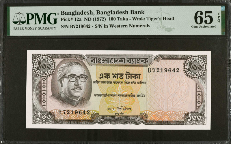 BANGLADESH. Bangladesh Bank. 100 Taka, ND (1972). P-12a. PMG Gem Uncirculated 65...