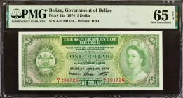 BELIZE. The Government of Belize. 1 Dollar, 1974. P-33a. PMG Gem Uncirculated 65 EPQ.

Estimate: $75.00 - $150.00