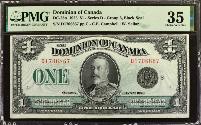 CANADA. Lot of (2). Dominion of Canada. 1 Dollar, 1923. DC-25n. Consecutive. PMG...