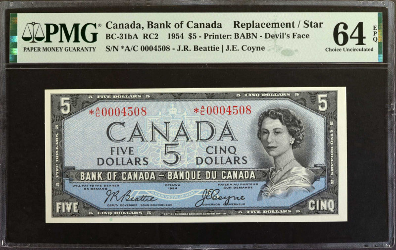 CANADA. Bank of Canada. 5 Dollars, 1954. BC-31bA. Replacement. PMG Choice Uncirc...
