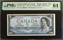 CANADA. Bank of Canada. 5 Dollars, 1954. BC-31bA. Replacement. PMG Choice Uncirculated 64 EPQ.

Printed by BABN. RC2. Devil's Face. Replacement. Sig...