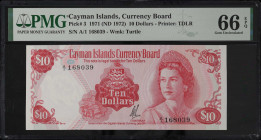 CAYMAN ISLANDS. Cayman Islands Currency Board. 10 Dollars, 1971 (ND 1972). P-3. PMG Gem Uncirculated 66 EPQ.

Estimate: $200.00 - $400.00