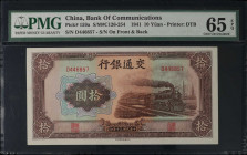 CHINA--REPUBLIC. Bank of Communications. 10 Yuan, 1941. P-159a. PMG Gem Uncirculated 65 EPQ.

Estimate: $75.00 - $125.00