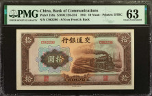 CHINA--REPUBLIC. Bank of Communications. 10 Yuan, 1941. P-159a. PMG Choice Uncirculated 63.

PMG comments "Minor Stains."

Estimate: $75.00 - $150...