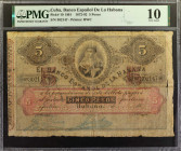 CUBA. Banco Espanol de la Habana. 5 Pesos, 1872-92. P-19. PMG Very Good 10.

Printed by BWC. Just four examples of this elusive early denomination h...
