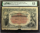CUBA. El Tesoro de la Isla de Cuba. 200 Pesos, 1891. P-44r. Remainder. PMG Fine 12.

Remainder. PMG comments "Pieces Missing."

Estimate: $150.00 ...