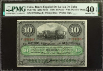 CUBA. El Banco Espanol de la Isla de Cuba. 10 Pesos, 1896. P-49d. PMG Extremely Fine 40 EPQ.

With "Plata" overprint. Printed date & signature.

E...