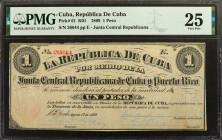 CUBA. Junta Central Republicana de Cuba y Puerto Rico. 1 Peso, 1869. P-61. PMG Very Fine 25.

PMG comments "Tape Repair."

Estimate: $75.00 - $150...