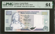 CYPRUS. Central Bank of Cyprus. 20 Pounds, 2004. P-63c. PMG Choice Uncirculated 64.

Estimate: $80.00 - $120.00