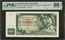 CZECHOSLOVAKIA. Bankovka Statni Banky Ceskoslovenske. 100 Korun, 1961 (ND 1990-92). P-91k. PMG Gem Uncirculated 66 EPQ.

Estimate: $60.00 - $80.00