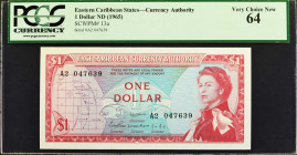 EAST CARIBBEAN STATES. Eastern Caribbean Currency Authority. 1 Dollar, ND (1965). P-13a. PCGS Currency Very Choice New 64.

Estimate: $50.00 - $100....