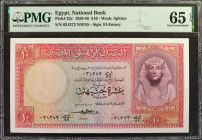 EGYPT. Lot of (2). National Bank of Egypt. 10 Egyptian Pounds, 1958-59. P-32c. PMG Gem Uncirculated 65 EPQ & Superb Gem Uncirculated 67 EPQ.

Estima...