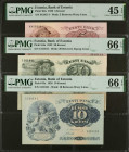 ESTONIA. Lot of (3). Bank of Estonia. 5, 10 & 20 Krooni, 1928-32. P-62a, 63a & 64a. PMG Choice Extremely Fine 45 EPQ & Gem Uncirculated 66 EPQ.

Est...