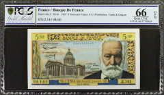 FRANCE. Lot of (2). Banque de France. 5 Nouveaux Francs, 1965. P-141a. Consecutive. PCGS GSG Gem Uncirculated 66 OPQ.

Estimate: $200.00 - $400.00