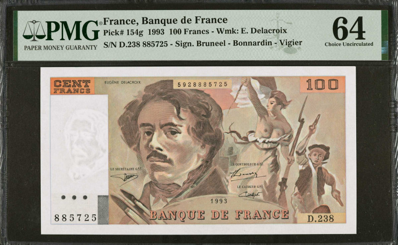 FRANCE. Banque de France. 100 Francs, 1993. P-154g. PMG Choice Uncirculated 64....