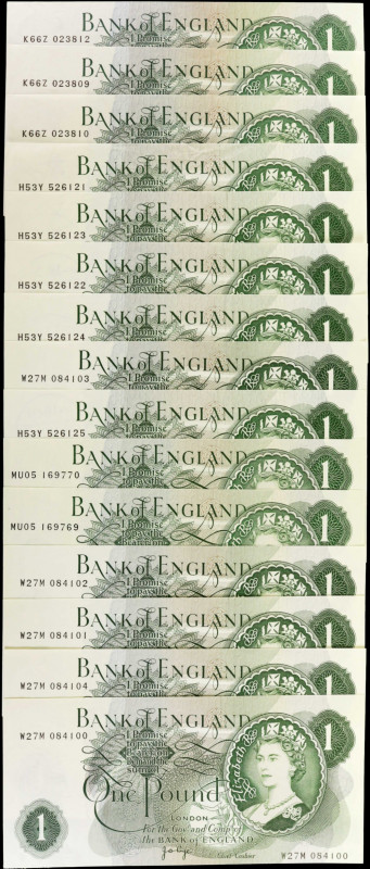 GREAT BRITAIN. Lot of (15). Bank of England. 1 Pound, ND (1960-1977). P-374e, 37...
