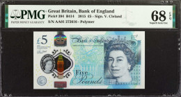 GREAT BRITAIN. Bank of England. 5 Pounds, 2015. P-394. PMG Superb Gem Uncirculated 68 EPQ.

Estimate: $100.00 - $200.00