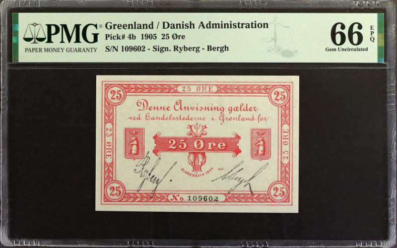 GREENLAND. Handelsstederne i Gronland. 25 Ore, 1905. P-4b. PMG Gem Uncirculated ...