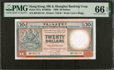 HONG KONG. The Hong Kong & Shanghai Banking Corporation. 20 Dollars, 1990. P-197a. PMG Gem Uncirculated 66 EPQ.

Estimate: $50.00 - $100.00
