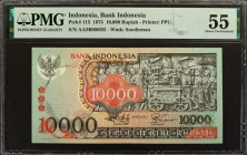 INDONESIA. Bank Indonesia. 10,000 Rupiah, 1975. P-115. PMG About Uncirculated 55.

Printed by PPL. Watermark of Soedirman.

Estimate: $200.00 - $4...