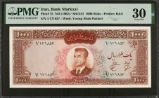 IRAN. Lot of (3). Bank Markazi Iran. 100, 1000 & 5000 Rials, ND (1962-81). P-75, 102b & 130a. PMG Very Fine 30 to Gem Uncirculated 66 EPQ.

Estimate...