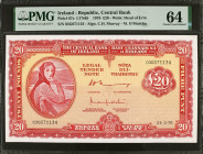 IRELAND, REPUBLIC. The Central Bank of Ireland. 20 Pounds, 1976. P-67c. PMG Choice Uncirculated 64.

Estimate: $450.00 - $550.00