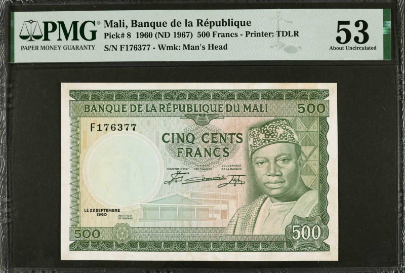 MALI. Banque de la Republique du Mali. 500 Francs, 1960 (ND 1967). P-8. PMG Abou...