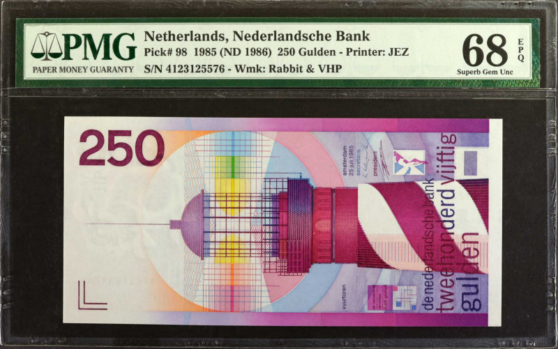 NETHERLANDS. Nederlandsche Bank. 250 Gulden, 1985 (ND 1986). P-98. PMG Superb Ge...