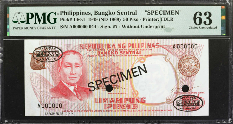 PHILIPPINES. Bangko Sentral ng Pilipinas. 50 Piso, 1949 (ND 1969). P-146s1. Spec...