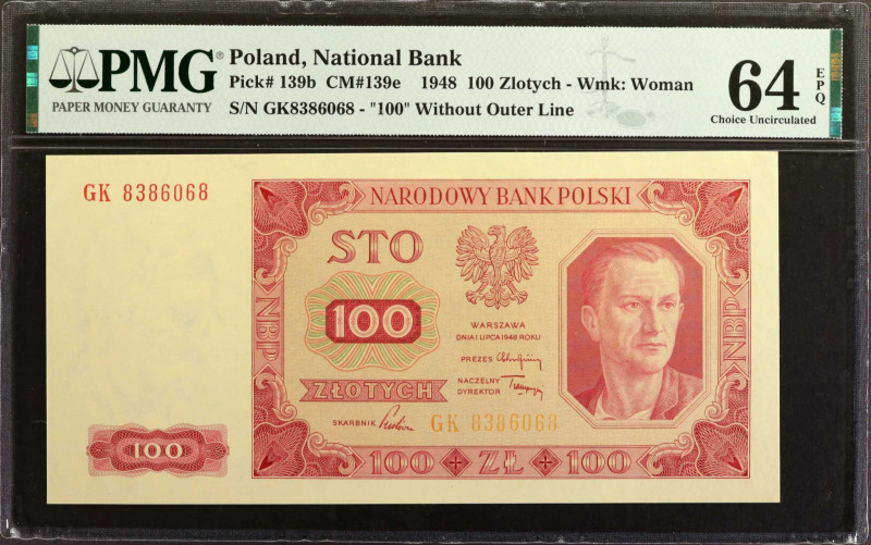 POLAND. Narodowy Bank Polski. 100 Zlotych, 1948. P-139b. PMG Choice Uncirculated...