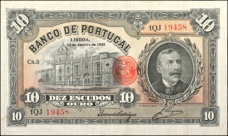 PORTUGAL. Banco de Portugal. 10 Escudos, 1925. P-134. Very Fine.

Estimate: $1...