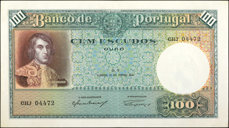 PORTUGAL. Banco de Portugal. 100 Escudos, 1941. P-150. Very Fine.

Estimate: $...