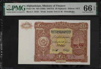 AFGHANISTAN. Ministry of Finance. 20 Afghanis, ND (1936). P-18r. Remainder. PMG Gem Uncirculated 66 EPQ.

Remainder. Printed by OFZ.

From the Max...