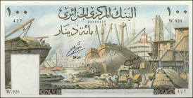 ALGERIA. Banque Centrale d'Algerie. 100 Dinars, January 1st, 1964. P-125. About Uncirculated.

A problem free example of this popular design type.
...