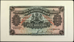 ANTIGUA. Barclays Bank (Dominion, Colonial and Overseas). 5 Dollars, September 1st, 1926. P-S105s. Specimen. Extremely Fine.

A BWC archive specimen...