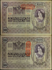 AUSTRIA. Lot of (2). Oesterreichisch-Ungarische Bank. 10,000 Kronen, 1918 (1919). P-64 & 65. Fine.

A duo of large format 10,000 Kronen notes. P-64 ...