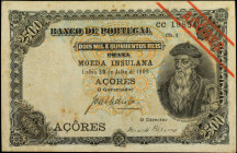 AZORES. Banco de Portugal. 2500 Reis, 1909. P-8b. Fine.

Red "ACORES" overprint. Dated June 30th, 1909. Overprint on Portugal P-107. 

From the Ma...