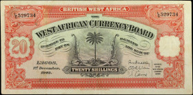 BRITISH WEST AFRICA. The West African Currency Board. 20 Shillings, December 1st, 1942. P-8b. Very Fine.

Dated 1st December, 1942. Minor soiling.
...