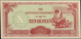 BURMA. Japanese Government. 10 Rupees, ND (1942-44). P-16b. About Uncirculated.

Without block letters. 

From the Maximus Estate Collection.

E...