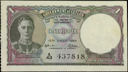 CEYLON. Government of Ceylon. 1 Rupee, July 12th, 1944. P-34. About Uncirculated.

Dated July 12th, 1944. Perforated at left.

From the Maximus Es...