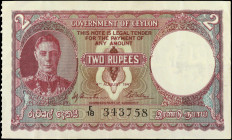 CEYLON. Government of Ceylon. 2 Rupees, August 4th, 1943. P-35. Very Fine.

Dated August 4th, 1943. Perforated left edge.

From the Maximus Estate...