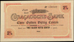 CURACAO. Curacaosche Bank. 2 1/2 Gulden, 1920. P-7Cr. Remainder. About Uncirculated.

Dated 1920. Unsigned. Appealing condition.

From the Maximus...