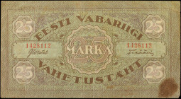 ESTONIA. Eesti Vabariigi. 25 Marka, 1922. P-54a. Very Fine.

A scarce variety unlisted in Sammelselg. Without serial number prefix and red serial nu...