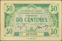 FRENCH EQUATORIAL AFRICA. Gouvernement General de l'Afrique Equatoriale Francaise. 50 Centimes, ND (1917). P-1a. Extremely Fine.

Without watermark....
