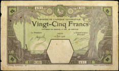 FRENCH WEST AFRICA. Banque de l'Afrique Occidentale. 25 Francs, June 10th, 1926. P-7Bc. Fine.

A detailed floral design comprises the primary design...